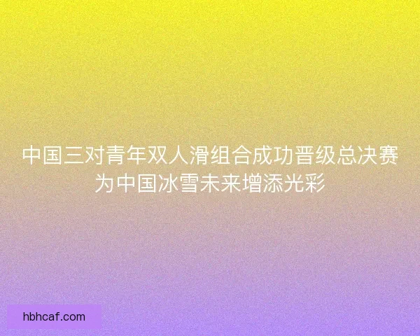 中国三对青年双人滑组合成功晋级总决赛为中国冰雪未来增添光彩