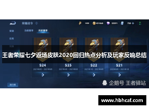 王者荣耀七夕返场皮肤2020回归热点分析及玩家反响总结